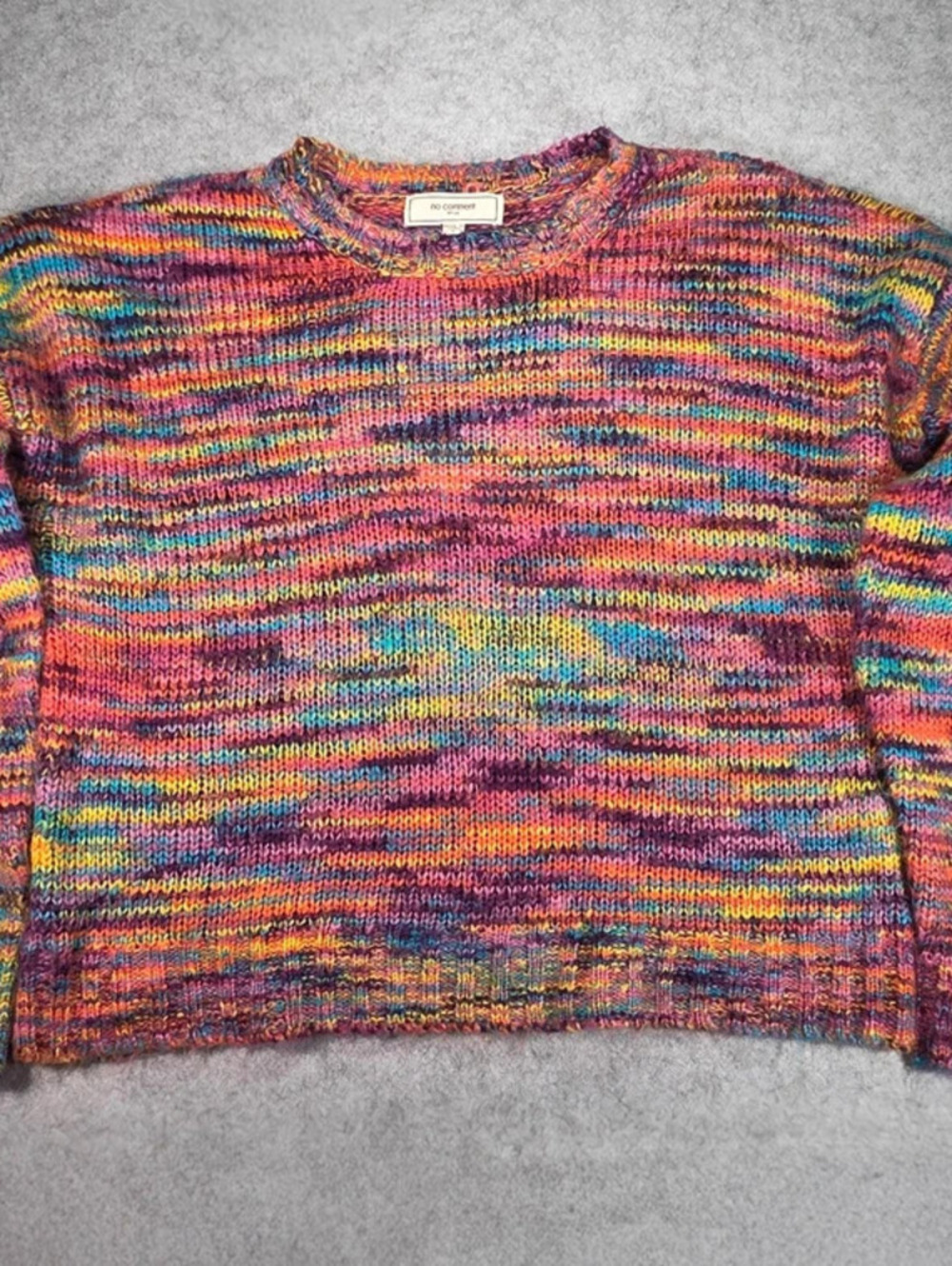 No Comment NY-LA Women's Multicolor Chunky Knit Cropped Sweater Y2K - L